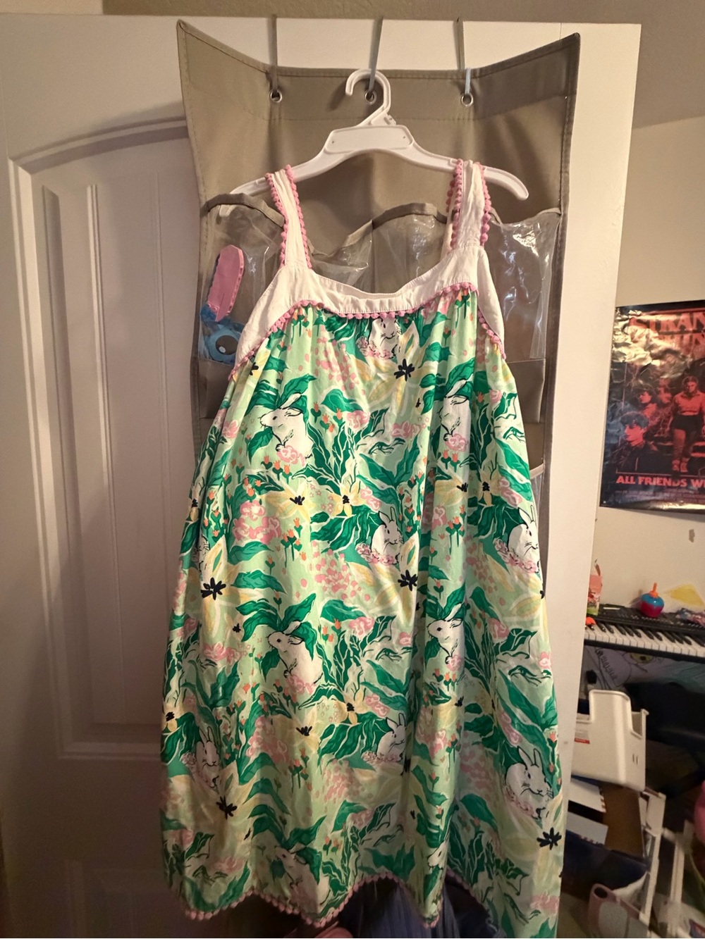 crown & ivy Girls' Bunny Floral Sundress in Green & Pink